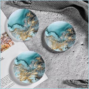 Mats Pads 4Pcs Marbling Beach Table Drink Placemats Heat-Resistant Nonslip Decoration Creative Car Cup Drop Delivery 2021 Home Garde Dhbwj