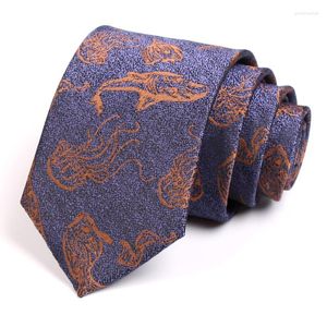 Pajaritas 2022 de alta calidad con estampado de peces, corbata de 7CM para hombre, corbata de trabajo de negocios, cuello Formal de moda, caja de regalo para caballero