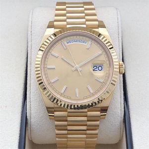 Med låddokument högkvalitativ klocka 40mm Yellow Gold Movement Automatic Herr Day-Date 228235 228238 228239 Armband Mänklockor 69