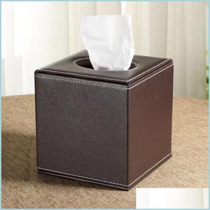 Tissue-Boxen Servietten Marmor Cube Square Box PU-Leder-Rollenhalter Toilettenpapier-Servietten-Kasten Er Canister Dispenser Drop Lieferung 2021 Dhmvl