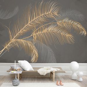 Duvar Kağıtları 3D Altın Kabartmalı Modern Tüy Özel Mural Resim Lüks Oturma Odası Yatak Odası TV Arka plan Kağıt Kapak 220927