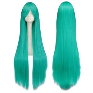 100CM 39"inch Straight Mint Green Synthetic Wigs Hair Long Cosplay Party Wigs