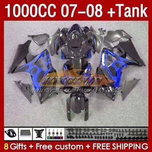 Fairings Kit & Tank For SUZUKI GSXR1000CC GSXR-1000 K7 GSXR 1000 CC 07-08 Bodywork 158No.121 1000CC GSXR1000 2007 2008 Body GSX-R1000 GSX R1000 07 08 Fairing blue flames