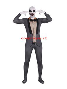 Grå kostym skelett skalle halloween cosplay catsuit dräkt lycar spandenx body zentai kostym scen kostymer klubb fest jumpsuit