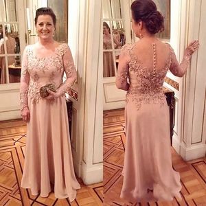 Vintage Mother of the Bride Dresses Jewel Neck Lace Appliques Flowers Illusion Satin Plus Size Evening Wedding Guest Dress