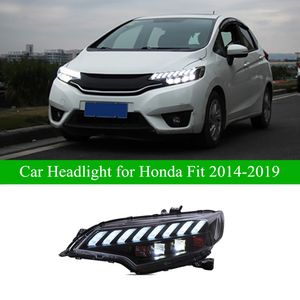 Lâmpada de cabeça diurna para carro para o Honda Fit Jazz 2014-2019 High Beam Lens Dinâmico de Turn Dynamic Signal Light Light