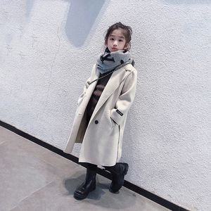 Cappotto Inverno Bambini Cashmere Capispalla Ragazze Double face Lana s Bambini Moda Lana Abbigliamento ragazza Cintura da neve 220927