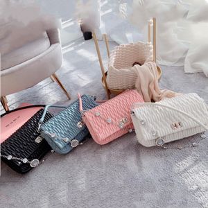 Cadeia de alta qualidade incrustada com bolsas de ombro de cristal bolsas de couro de ovelha macias designewallet de luxo feminino bolsa de corpo cruzadobolsa de mão