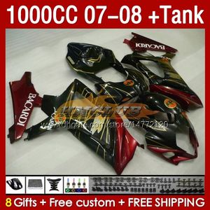 Zestaw Fairings dla Suzuki GSXR1000cc GSXR 1000 CC 1000cc 07-08 Bodywork 158NO.143 GSXR-1000 GSXR1000 K7 07 08 Body GSX R1000 GSX-R1000 2007 2008 Fairing Bacardi Bats Bats Bats