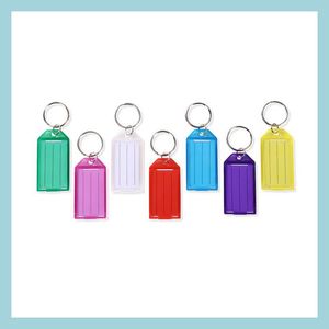 Llaveros Etiquetas de plástico resistente para llaves con etiqueta de anillo dividido ID de ventana Etiqueta de etiqueta Nombre de llavero Mti Colors Drop Delivery 2021 Accesorio de moda Dhbs9
