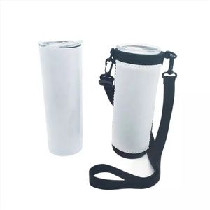 Sublimation 20oz Skinny Tumbler holder Tote white Blank Diving cloth Neoprene bottle Sleeves with Adjustable Strap Drinkware Handle Water cups Covers