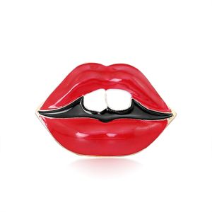 Sexy Smile Red Lip Brooch Pin Business Suit Tops Formal Dress Corsage Brooches for Women Gift Fashion Jewelry