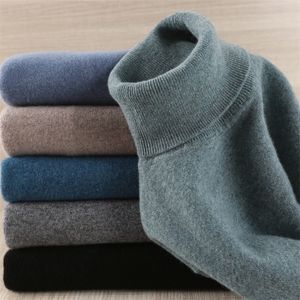 Maglioni da uomo Maglione da uomo 100 Pullover lavorato a maglia in pura lana Inverno Arrivo Moda Dolcevita Jumepr Uomo Abiti spessi Top 8 Colori Maglioni 220928