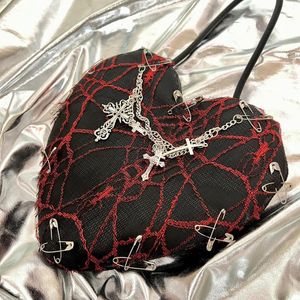 Worki wieczorowe Haex y2k gotowa torba damska 2022 Moda moda losowy krzyż koronkowy pająk w kształcie serca e girl ramię harajuku bolso mujer