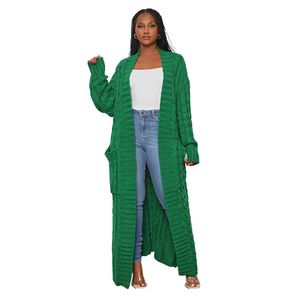 Trench da donna Cappotto spesso aperto sul davanti Maxi cardigan lavorato a maglia lungo Cappotto maglione sciolto casual a trecce