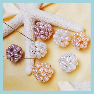 Pearl 100% s￶tvatten p￤rla diy boll handgjorda v￤vda h￤nge f￶r kvinnors inst￤llningar 2 stilar halsband smycken g￥va 6 st/parti droppleverans 2 djjb