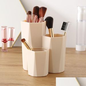 Organizzazione per la conservazione del bagno 3 Reticoli Scatola per il trucco Organizzatore per smalto per unghie Pennello cosmetico Porta rossetto Porta cosmetici Bellezza Uovo R Dhhw1