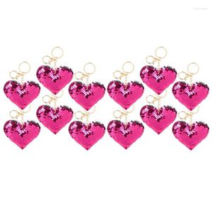 Figurine decorative 12Pcs Portachiavi a forma di cuore a doppia faccia Ornamenti Zaino Bagagli Squisiti regali di San Valentino