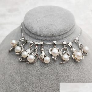 Pendant Necklaces Fashion Freshwater Pearl Necklace Sliver Pendant Mix Styles Diy For Women Jewelry With Chain Christmas Wedding Gift Dhmo1