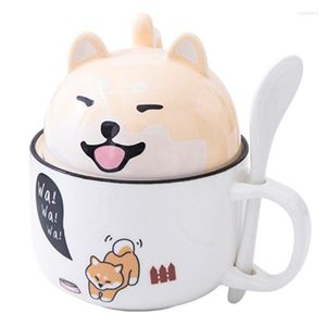 Mugs Super Cute Girl Large Capacity Cartoon Coffee Mug Personality Creative Trend Couple Ceramic Cup With Cover Spoon