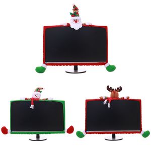 Copertura per monitor di computer natalizio Babbo Natale pupazzo di neve Renna Home Office Decor Protezione per schermo TV antipolvere XBJK2209