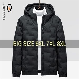 Мужские вниз по парке зимние куртки с толчкой с толчкой плюс размер 6xl 7xl 8xl Негабаритный черный теплый слой.