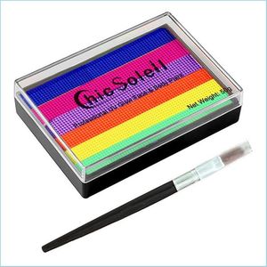 Decoração de festa Paleta de tinta corporal Face Paleta fluorescente brilho aquarela na decoração escura de Halloween para maquiagem de máscaras 50g 2022 gota dhauj