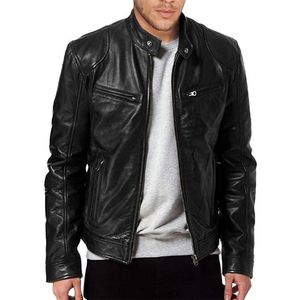 Herren Leder Kunstleder Herren Mode Lederjacke Slim Fit Stehkragen PU Jacke Männlich Antiwind Motorrad Revers Diagonal Reißverschluss Jacken Herren 5XL 220927