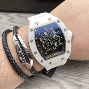 Business Leisure Richa Watch RM055 Multifunktionella automatiska mekaniska Milles White Ceramic Tape Men's Qnk0