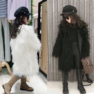 Cappotto Inverno Ragazze Parka Pelliccia sintetica Cappotto lungo allentato Bambini Giacca spessa e calda per bambini Capispalla casual all'aperto 220927