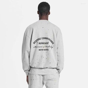 Men's Hoodies Bespoke Commissions Sweater High Street Hand-painted Ink Splashed High-quality Cotton Men Women Round Neck Pullover