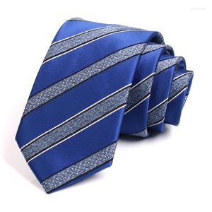 Bow Ties Men's Business Work Slips Design Högkvalitativ blå randig 7cm slips för män Fashion Formell Neck Gentleman Presentlåda