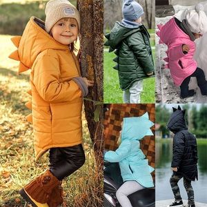 Ceket 1-7 yıl yürümeye başlayan çocuk çocuklar erkek bebek kız hoodie 3d dinozor fermuar kış sonbahar kalınlıkta ceket sıcak ceket dış giysiler 220928