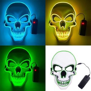 10 kolorów Halloween Horror Maska LED SKULL Kształt Zimna światło Świecące Maski Dance Glow In The Dark Festival Cosplay Scary Mask For Women Men Men Impreza RRE14571