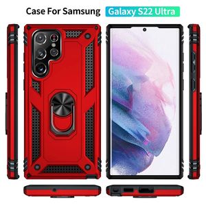 Stuffsäker rustningstelefonfodral för Samsung Galaxy S22 S21 S20 Fe S8 S9 S10 Plus Note 20 8 9 10 Lite Ultra F52 M53 5G A03 Core Ring Cover