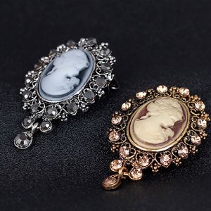 Retro Photo Frame Cabeça Retrato Broche Pin Fashion Business Tops Tops Corsage Rhinestone Broches Fashion Jewelry Gift
