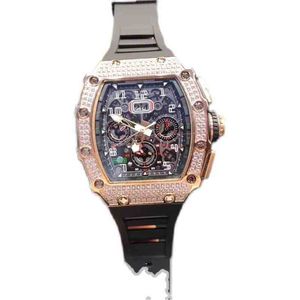 RMS11 Richamill zegarek obserwuje na rękę luksusowy projektant męski w pełni automatyczny mechaniczny zegarek mechaniczny Diamond Inklaid Calendar Personalizowana taśma modowa