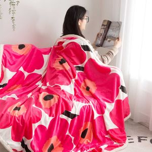 Blanket Winter Floral Painted Throw Poppy Flower Weighted Thicken Warm Cashmere Sofa Bed Cover Bedspread Y2209