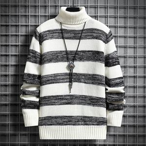 Pulls pour hommes Stretwear Casual Pull pour hommes HighNeck Striped Slim Fit Knittwear 2023 Printemps Pulls pour hommes Pulls Hommes Pull Homme M3XL 220928