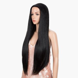 Black Women Long Straight Synthetic Wigs Heat Resistant Straight Cosplay wig