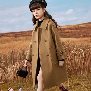 Coat Girl Jacket Ytterkläder Elegant varmt tjockare plus Velvet Winter Autumn CottonSchool Teenagers Children's Clothing 220927