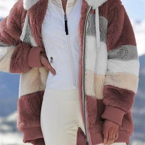 Kvinnors päls faux vår och hösten överdimensionerad lång nallebjörnsrock varm förtjockande fleece plysch 220927