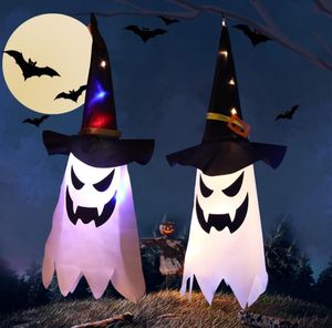 LED Halloween Decoration Flashing Light Gypsophila Ghost Festival Dress Up Glowing Wizard Ghost Hat Lamp Decor Hanging Lantern SN6801