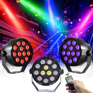 Stage Lights LED Par Light 8 Channel DJ Party Lighting 12 LED RGBW DMX 512 Ljudaktiverat ljus med RF -fjärrkontroll för Club KTV Holiday Stage Light