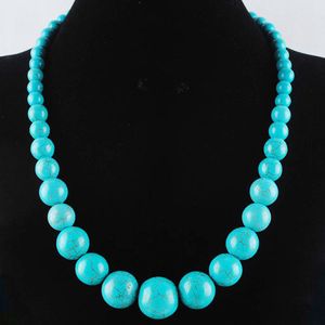 Colar azul turquesais para mulheres 20mm Vintage Graduou Round Colar Strand 19 polegadas Charme de jóias BF313