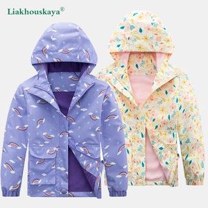 Jackor Girls Spring Fashion Long Sleeve Hooded Children Girl Coats Fleece Windbreakers Teenage Ytterkläder Kidskläder 220928