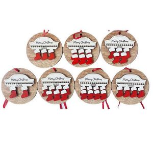 Decorações criativas de meias de natal de madeira decorações da família Listagem DIY Decoração de Natal Pingente de árvore de Natal Rre14562