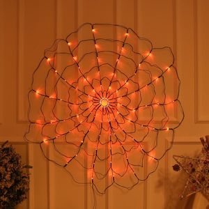 Cnsunway Solar Powered Halloween 60 LED String Lights Purple Spider Web 3.28ft直径8モード