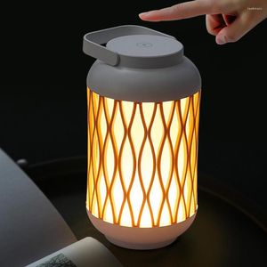 Luzes noturnas chinesas retrô portátil de madeira 3w lanterna lanterna led quarto lumin home iluminação recarregável diminuído com carga USB