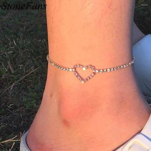 Anklets Stonefans 2022 Hollow Charms Crystal Heart Anklet Armband Partihandelsmycken Vendors Rhinestone Foot Beach Accessories